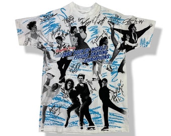 Vintage Campbell’s Soup 1992 Tour Of World Figure Skating Champions autographed deadstock USA made single stitch t-shirt size L