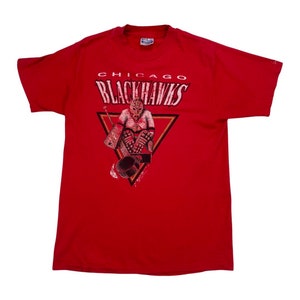 Vintage Chicago Blackhawks starters NHL Hockey single stitch USA made T-shirt size L