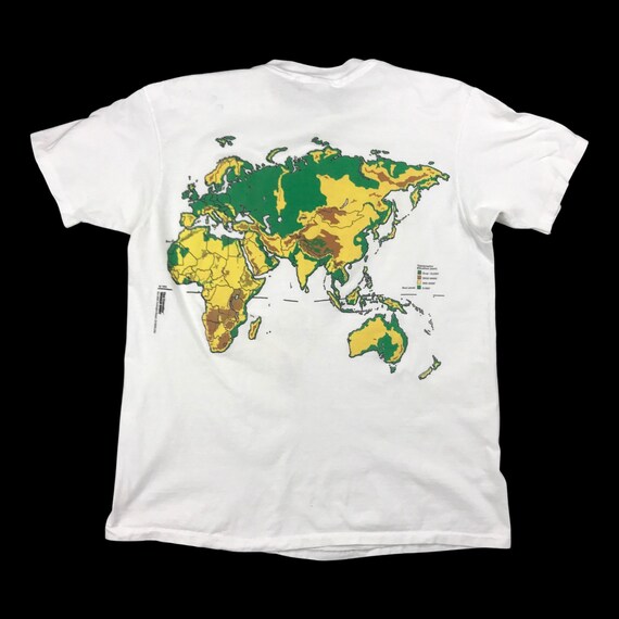 Vintage World Map Topographic Elevation 1989 USA … - image 2