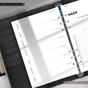 Undated Weekly Printable Planner, A4, A5, Letter, Pocket Planner Inserts, Weekly Planner Inserts, 2023 undated daily Planner Inserts