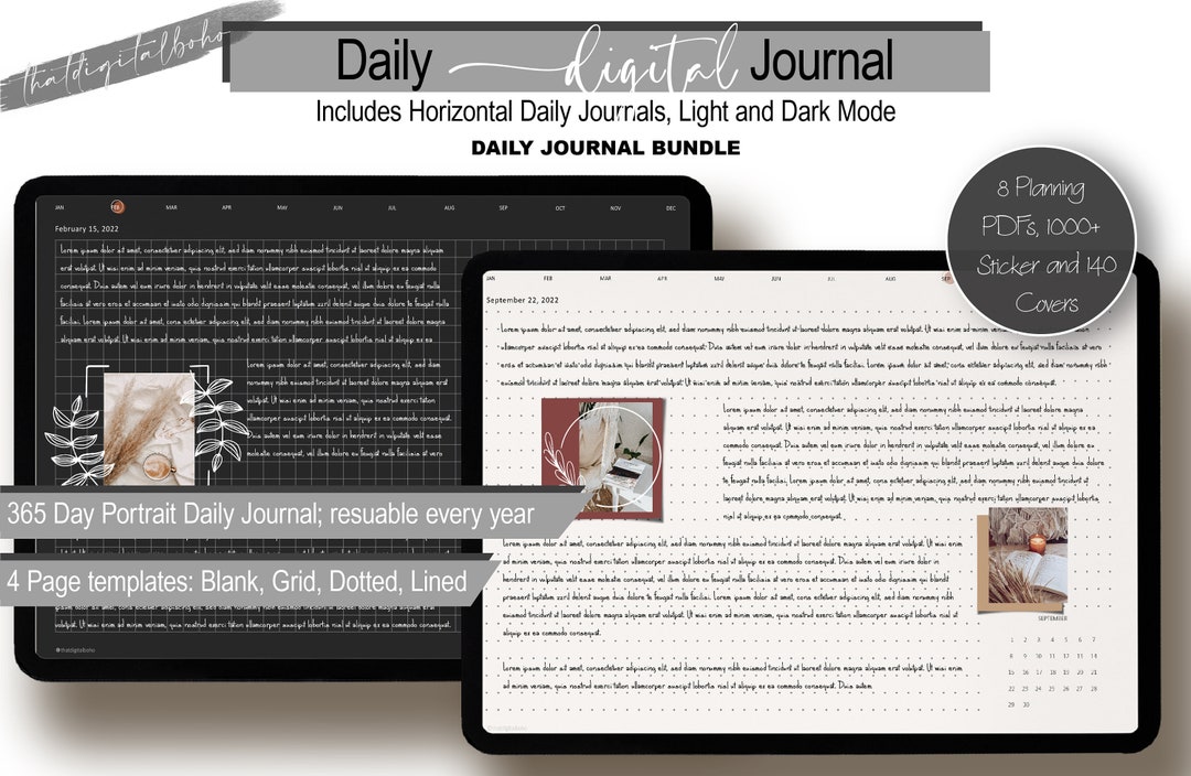 Minimalist Digital Daily Journal Landscape 366 Pages, Ipad/android ...