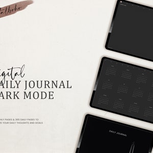 Digital Daily Journal Dark Mode, 365 Pages, Ipad/Android digital journal, GoodNotes, Notability, XodoNotes, Noteshelf