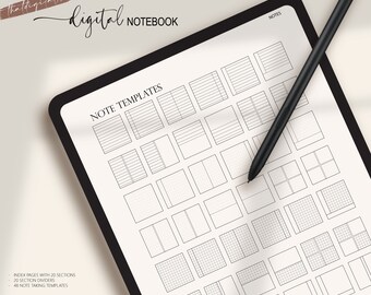 Digital Notebook LIGHT MODE Goodnotes, Hyperlinked Tab Digital Notebook for GoodNotes & Note-taking Apps, Digital Notes Template