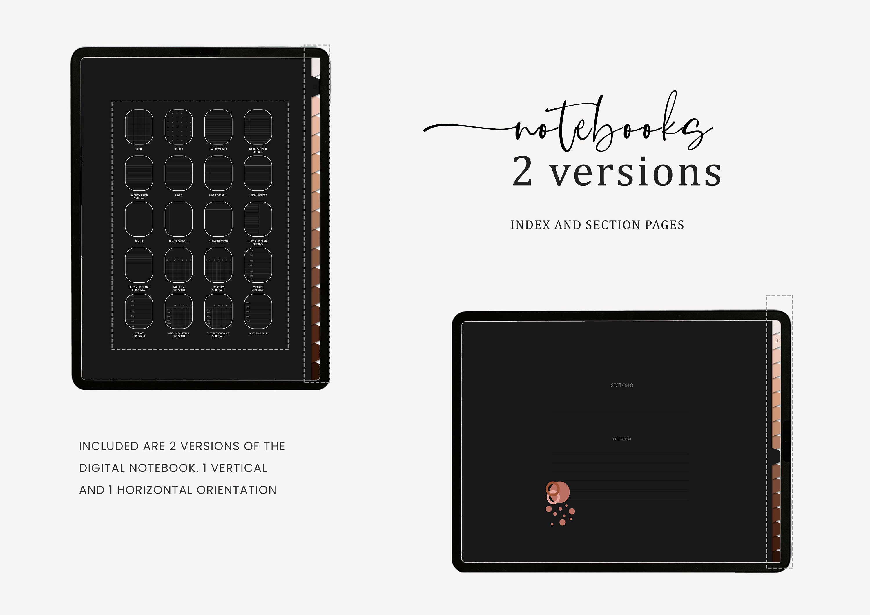 BOHEMIAN Digital Notebook DARK MODE Goodnotes, Hyperlinked Tab Digital ...
