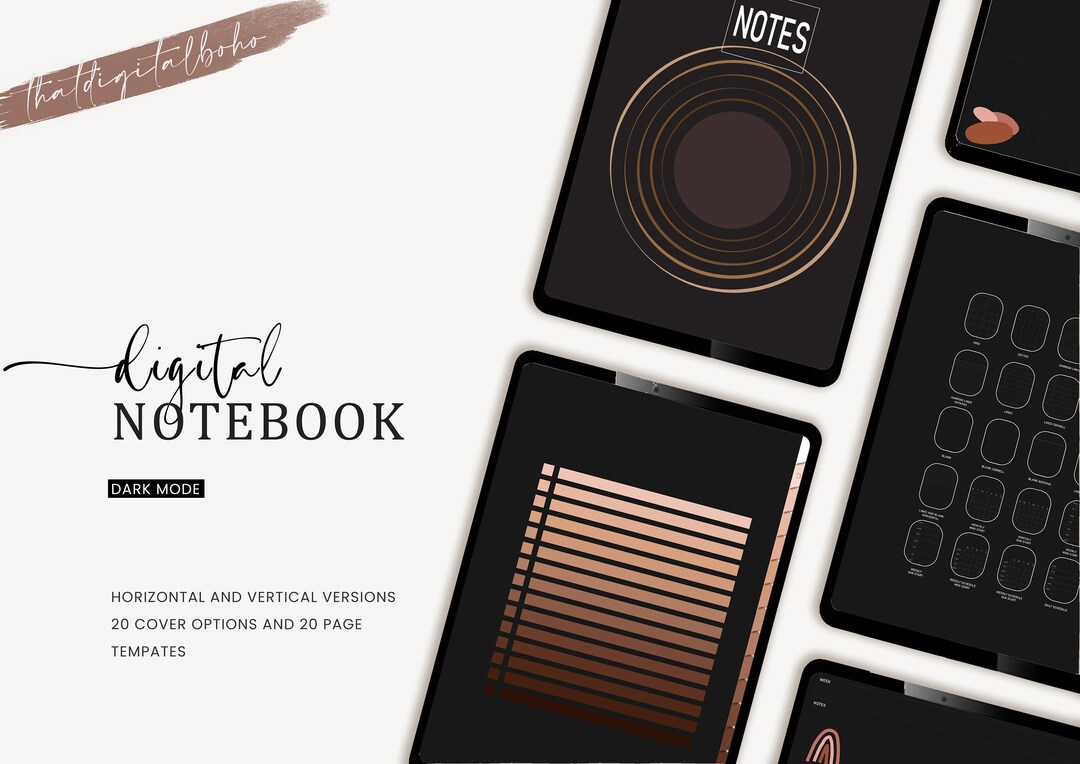 BOHEMIAN Digital Notebook DARK MODE Goodnotes, Hyperlinked Tab Digital ...