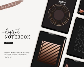 BOHEMIAN Digital Notebook DARK MODE Goodnotes, Hyperlinked Tab Digital Notebook for GoodNotes & Note-taking Apps, Digital Notes Template