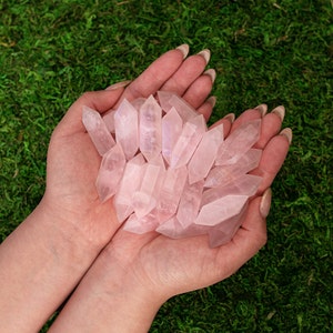 Rose Quartz Double Point Natural Tumbled Gemstone Crystal 1.75"-2"+ Bulk Large Tumbled Gemstone Crystals/Love Crystal