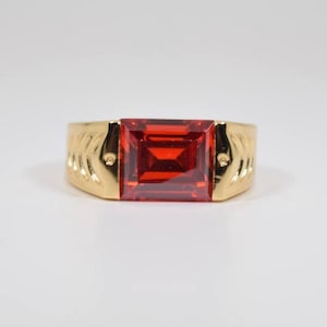 Red Ruby, Yellow Gold 18k, Sterling Silver Signet Ring, Men&#39;s Ring, Women&#39;s Ring