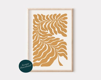 Modern Fern Artwork, Boho Digital Print, Hand-Drawn Art, Natural Wall Decor