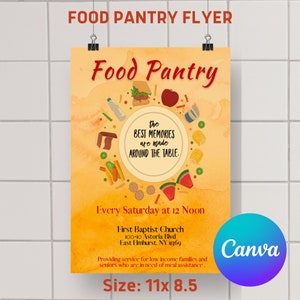 Food Pantry Flyer Template | CANVA PRO | Fundraiser | Charity | Church | School | Food Giveaway |  Food Drive Event Flyer | Digital FILE