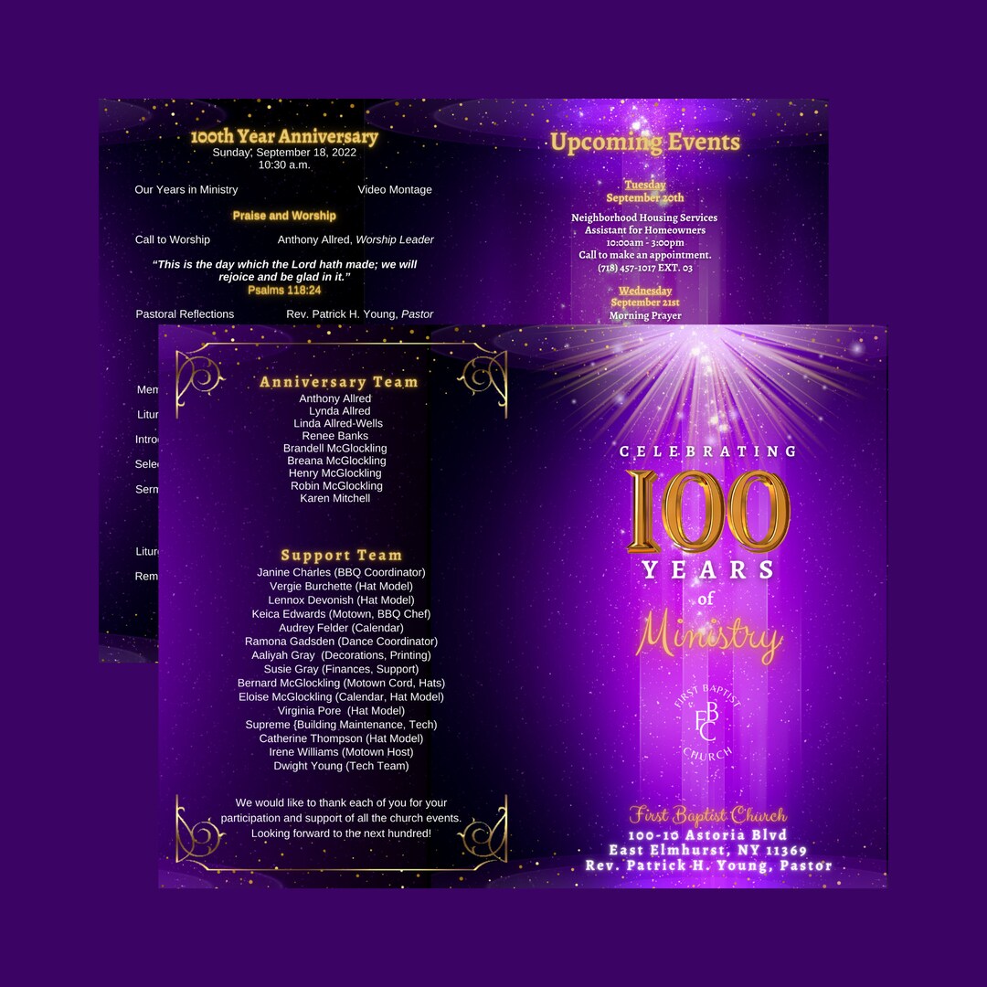 Church Anniversary Program Template 11 X 8.5 CANVA PRO Editable Church Anniversary Program Template 11 X 8.5 CANVA PRO Editable