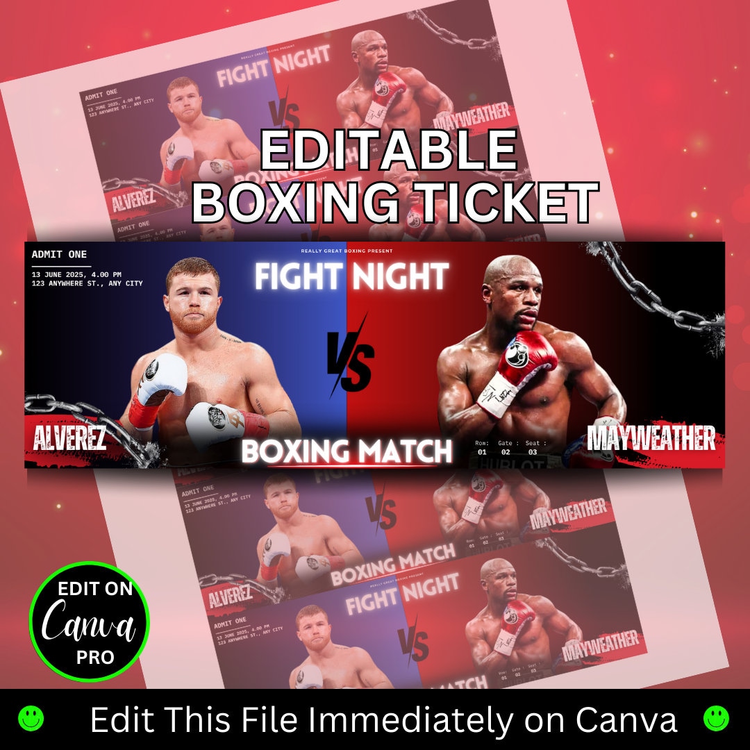 Boxing Match Ticket | Sports Event Digital Template | Editable File on ...
