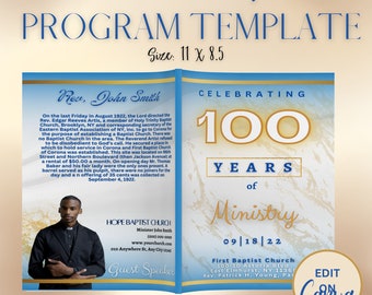 Anniversary Schedule Program Bulletin  CANVA Template | Women's or Mothers Day Church | Edit On CANVA OR Canva Pro | Size 11x8.5