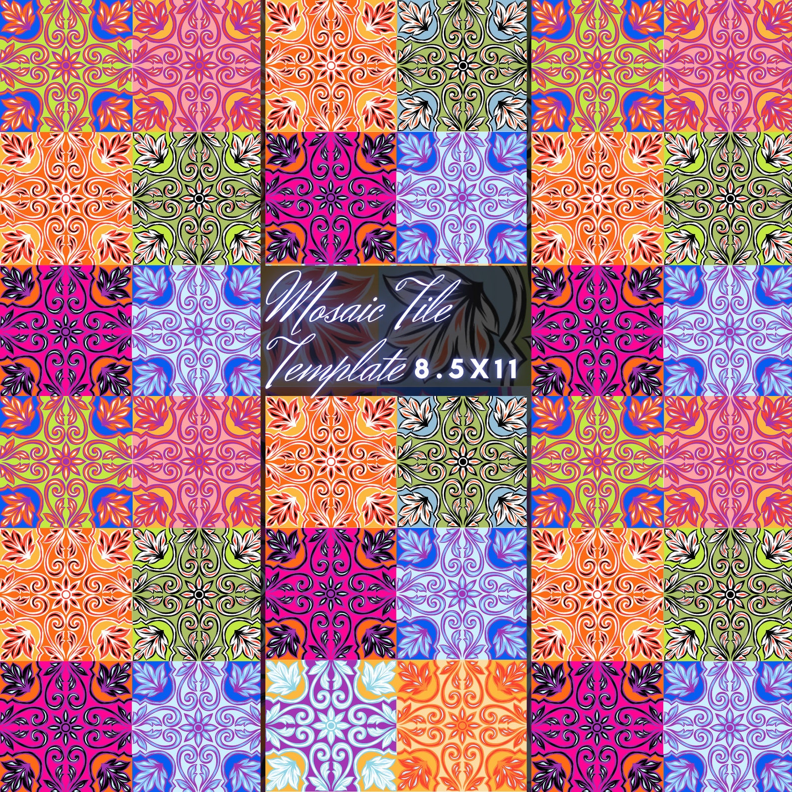 Printable Mosaic Moroccan Tiles Template | DIY Color Change in CANVA ...