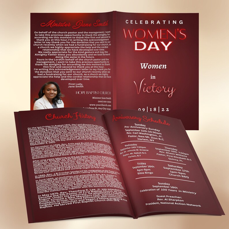Women's Day Program Bulletin CANVA Template Women's or Mothers Day