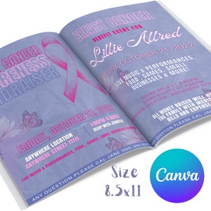 Breast Cancer Event Flyer (2 Designs)  | Fundraiser | Awareness Event Flyer | CANVA Template | 8.5 X 11