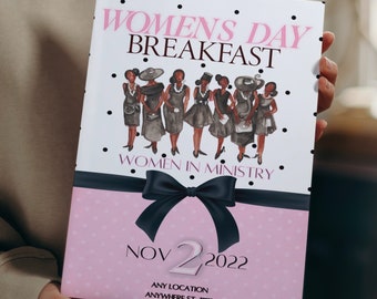 Women's Day Breakfast Program Template | Women's or Mothers Day Church Program | CANVA PRO | 11x8.5