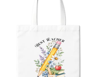 El mejor profesor DTF. Bolsa de compras de tela a todo color.