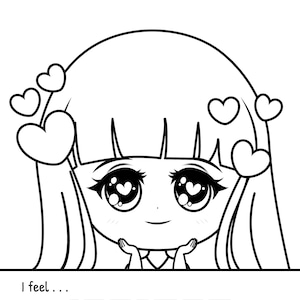 English - 30 Chibi &quot;Emotions/Feelings&quot; Coloring Pages | Traceable Words | DOWNLOADABLE, PRINTABLE ONLY