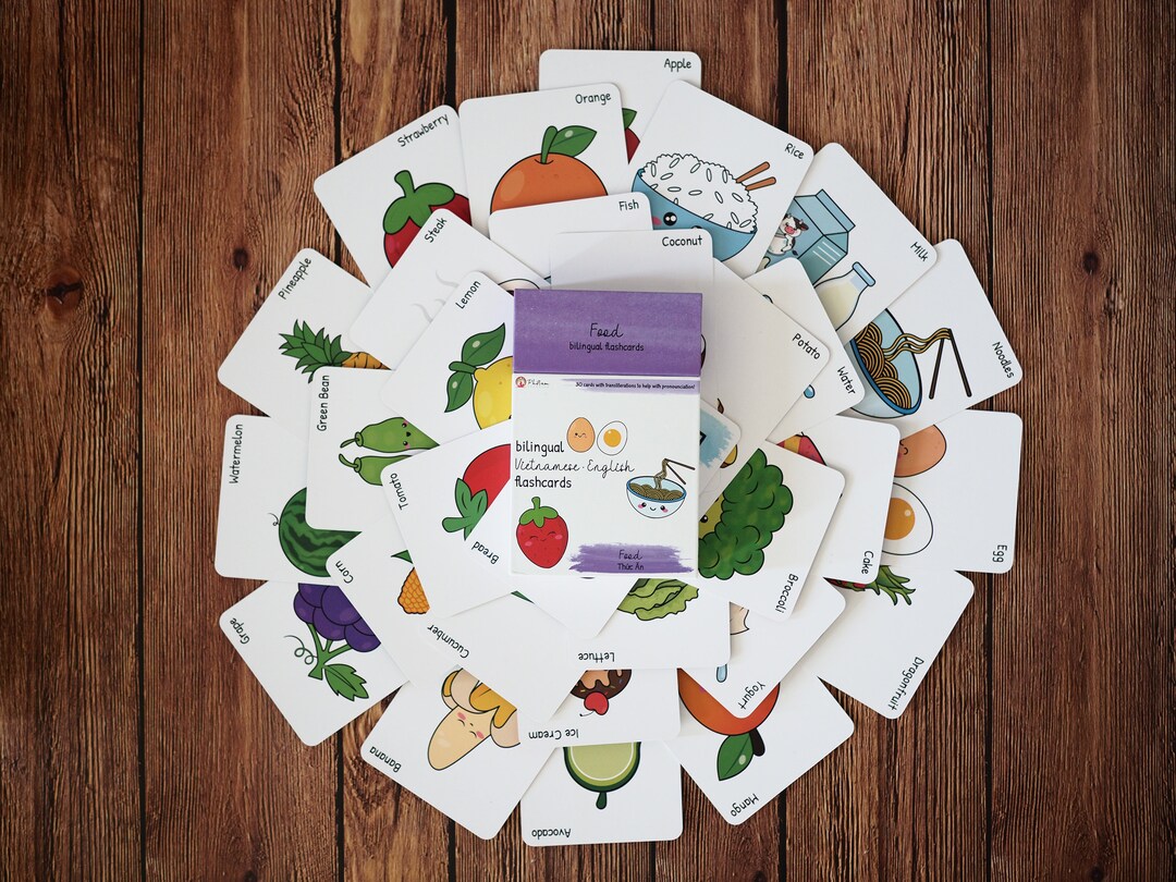 Bilingual (food) Vietnamese English Cards, Flashcards, Bilingual Cards ...