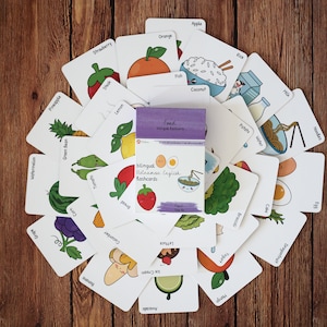 Zweisprachige (Food) Englische Karten, Flashcards, Zweisprachige Karten, Kleinkind Flashcards (Teil der "Basics" Kollektion) - NEUE VERSION
