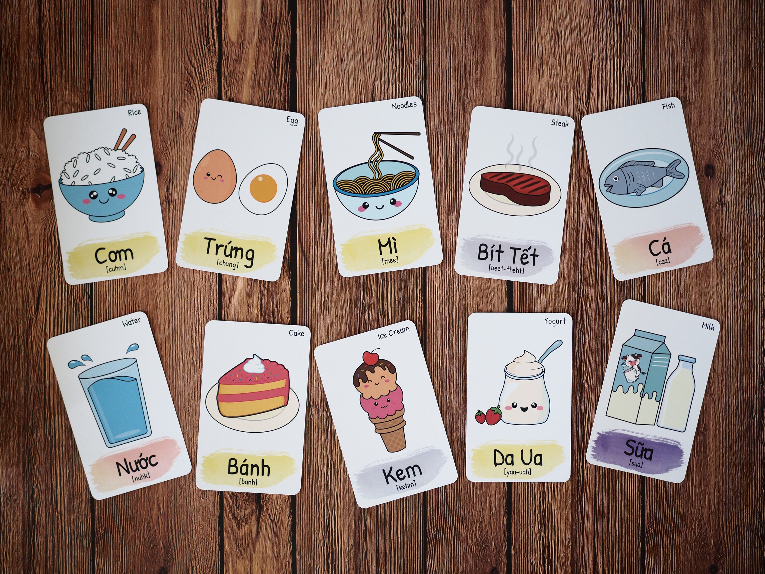 Bilingual (food) Vietnamese English Cards, Flashcards, Bilingual Cards ...