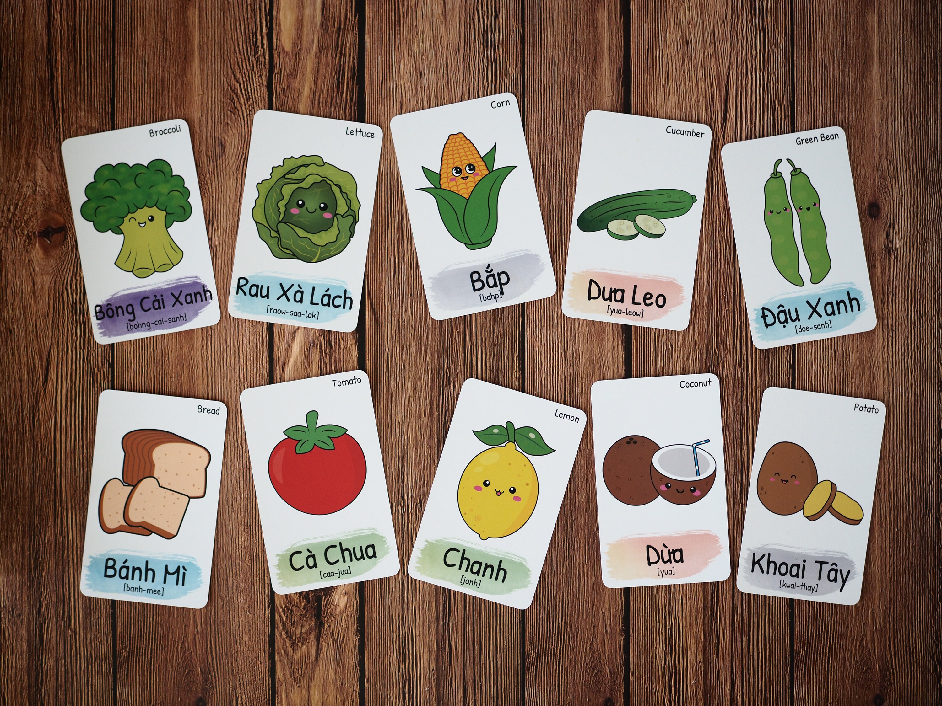 Bilingual (food) Vietnamese English Cards, Flashcards, Bilingual Cards ...