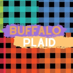 Buffalo Plaid Digital Paper Set, Lumberjack, Gingham Checks, Orange, White, Black, Scrapbooking, Backgrounds, Personal & Commercial Use