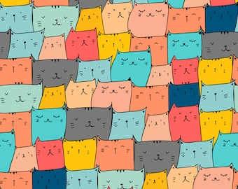 Cute Cat Seamless Pattern, Kitten Digital Paper (Instant Download)