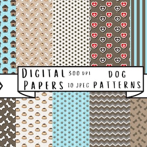 Dogs Digital Paper Pack | Seamless Digital Paper Dogs | Seamless Pattern - Dog Lover Gift - Printable Scrapbook Papers - Commercial Use