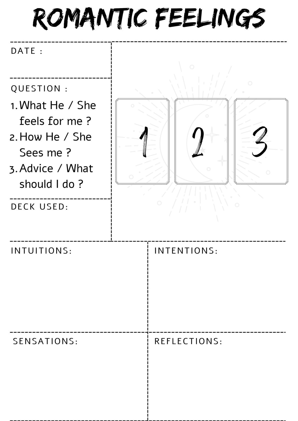 Tarot Journal Printable, Tarot Spreads PDF, Tarot Workbook, Tarot Diary ...