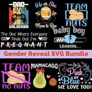 Gender Reveal SVG Bundle, Baby Shower SVG, Pregnancy SVG, Team Boy svg, Team Girl svg, New Baby svg, Gender Reveal png, gender reveal svg