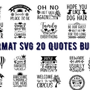 Fußmatten-Svg mit 20 Zitaten, Willkommens-Svg-Bundle, Bauernhaus-Schilder, Veranda-Schild, Familienschild, Schnittdatei für Cricut, Türmatten-Svg