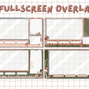 Animated Cottagecore Stream Overlay Package for Twitch, Aesthetic Brown Color, Cute Plant Cozy Theme Overlay, Kawaii Twitch Overlay
