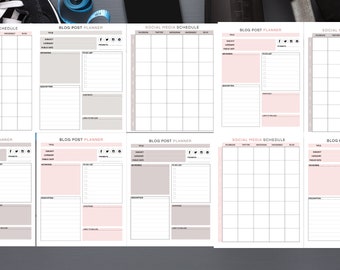 Blog & Social Media Content Planner | Printable PDF Inserts A4 A5 Letter