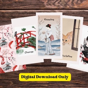 Cartas de Oracle Zen japonesas / Descarga digital PDF / Cartas de Oracle independientes / Baraja de Oracle imprimible / Baraja de cartas de Oracle independiente única / Tarot independiente