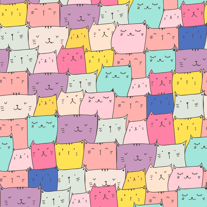 Cat Digital Paper 12 Cat Patterns Kitten Patterns Instant Etsy