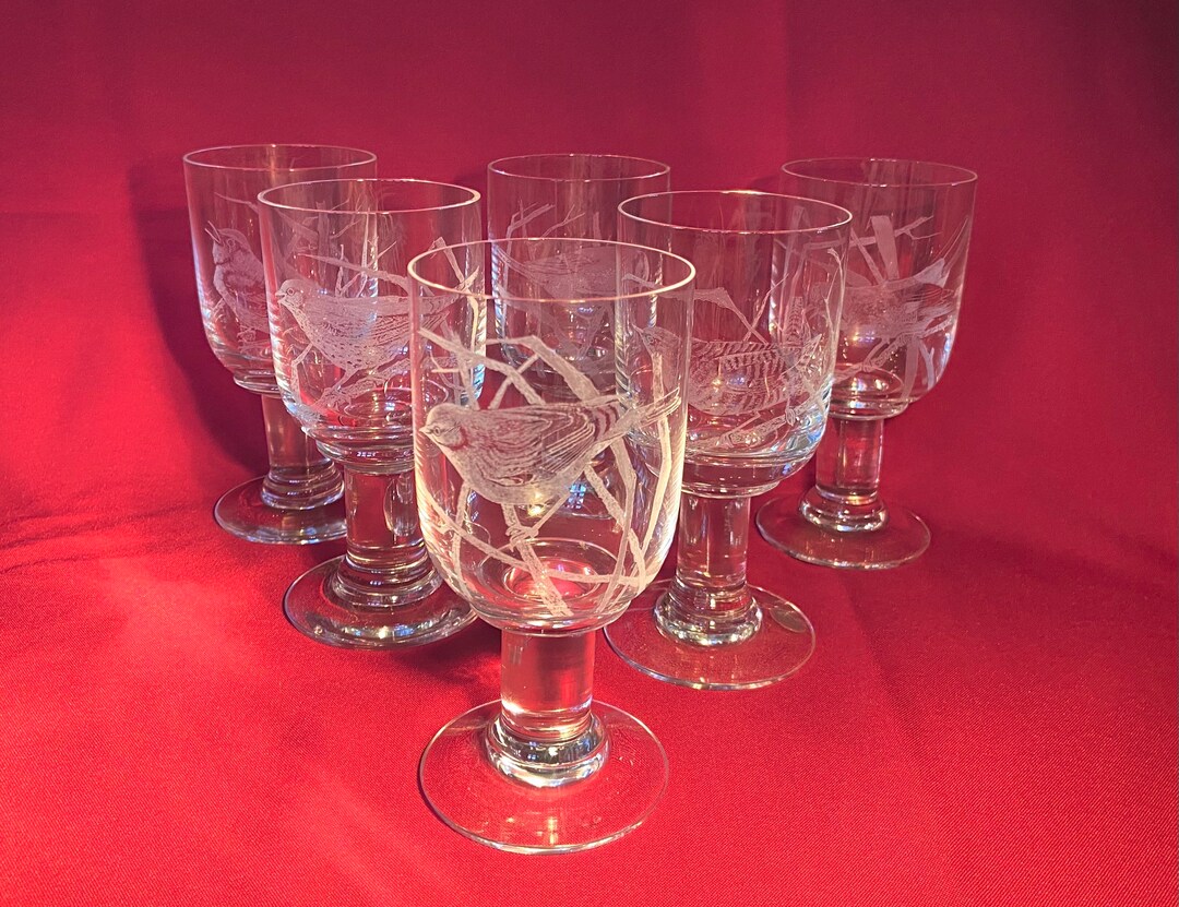 Hand Engraved Crystal Wine Glasses Set of 6 British Woodland Etsy UK