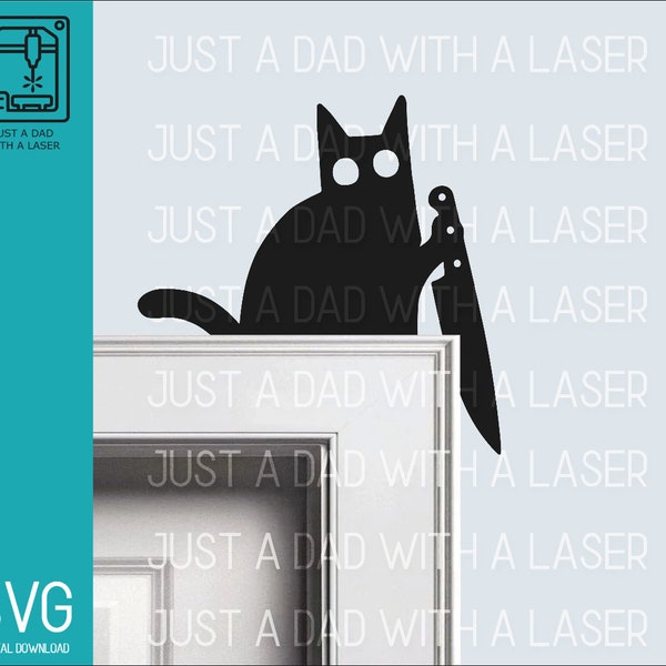 Halloween Cat Knife Murder Door Frame Corner Trim Topper - SVG Digital