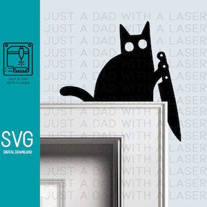 Halloween chat couteau meurtre cadre de porte cadre garniture d'angle - SVG numérique