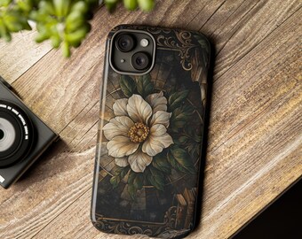 Gebrandschilderd glas bloemen telefoonhoesje – mozaïekbloem, iPhone.