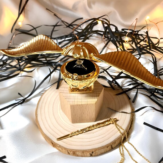 Golden Wing Ring Box Propose Box Jewelry Box Snitch Ring Box