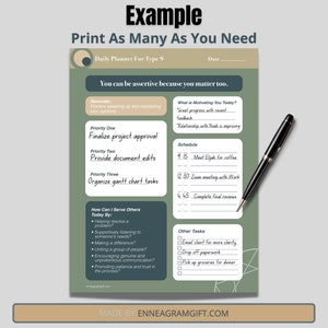 Printable Daily Planner for Enneagram Type 9 Enneagram - Etsy