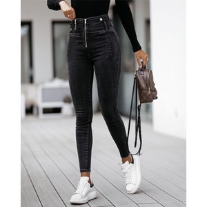 Y2K High Waist Jeans for Women, High Waist Jeans, Women Stretch Jeans, Women Denim, Streetwear Jeans