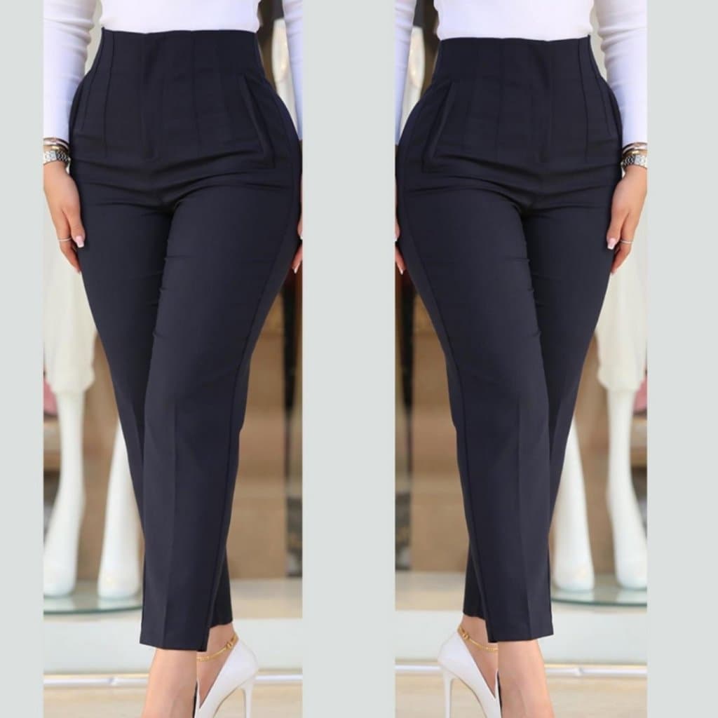 Buy Women Olive High-Rise Skinny Fit Belted Formal Trouser at Amazon.in