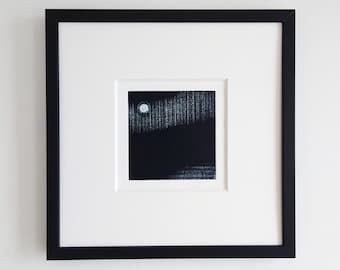 Sea and moon print - Original handprinted collagraph - Tidal 3 - minimalist print - Limited Edition, Home decor, Contemporary Art, Print