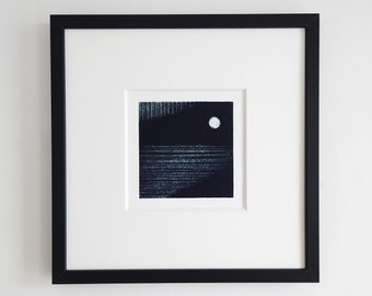 Sea and moon print - landscape -seascape - Original handprinted collagraph - Tidal 2 - minimalist Art - Limited Edition, Contemporary Art