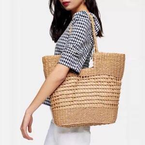 Beautiful Handmade, Summer bag, Straw Bag, Women Shoulder Bag, Large, Women's Bag, Travel, Vacation, Picnic, Rattan, Beach Bag, Gift for her