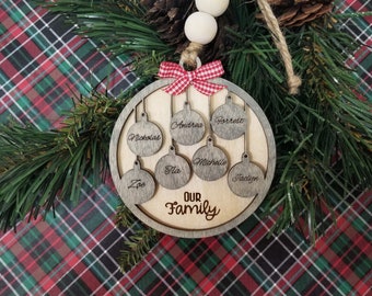 Family ornament, Our Family, personalized ornament, My family, our grandchildren, my grandchildren, wooden ornament, rustic gift