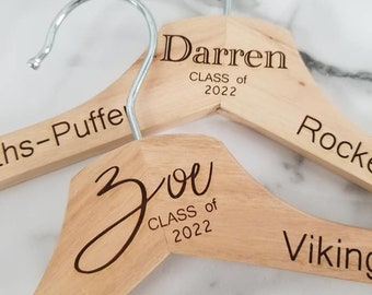 Personalized graduation hanger, excellent for high school graduates or college graduates, custom hangers, wooden hangers, gift for graduate